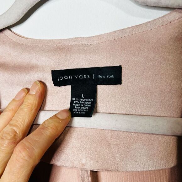 Joan Vass Light Pink Suede Feel Open Front Blazer - Picture 6 of 12